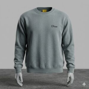 Dime MTL Sun-Faded Teal Crewneck Sweatshirt Size Medium Embroidered Logo
